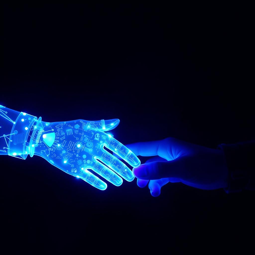 AI-human handshake symbolizing talent connection